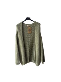 Stickad cardigan-Gosig- Army