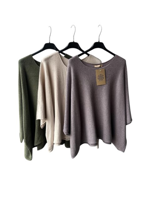 Mysig poncho tröja -Taupe