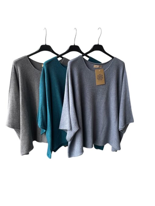 Mysig poncho tröja -Petrol