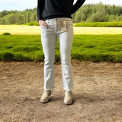 Jeans med lätt bootcut med trendig frans - Beige