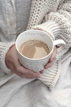 Happiness Mugg med handtag Vit