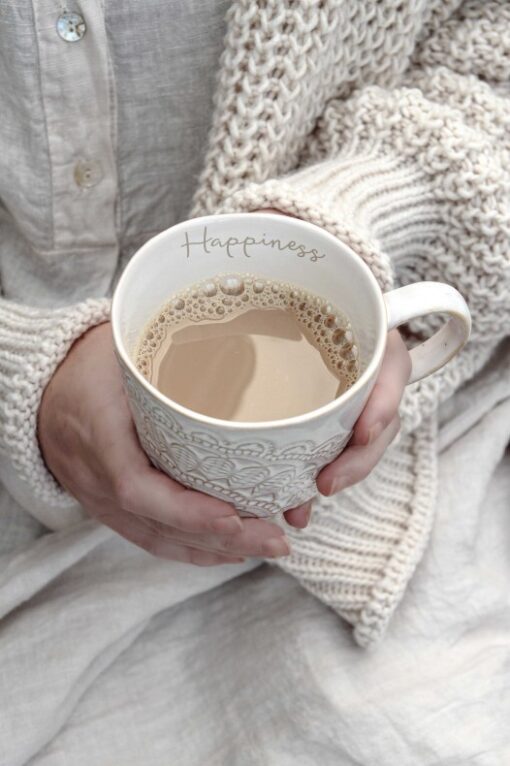 Happiness Mugg med handtag Vit
