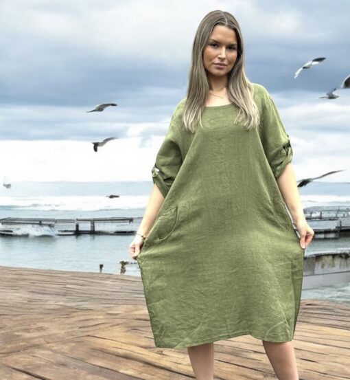 Amanda linendress Green - Bild 2