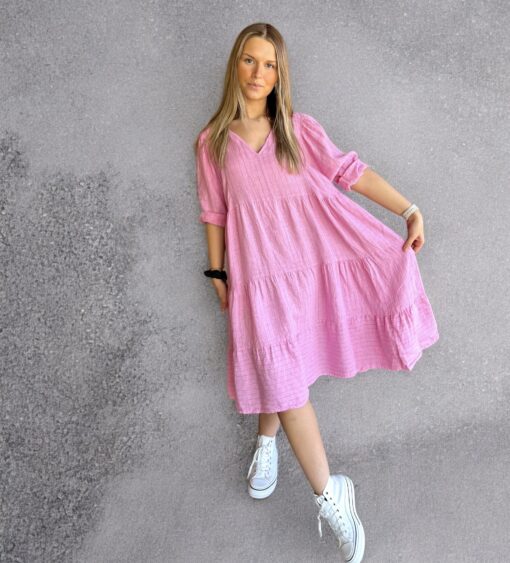 Melanie linneklänning Rosa