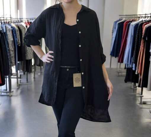 Long linenshirt – Black
