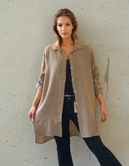 Long linenshirt – Camel