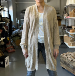 Lollo, Lång Cardigan - Mörk beige/taupe