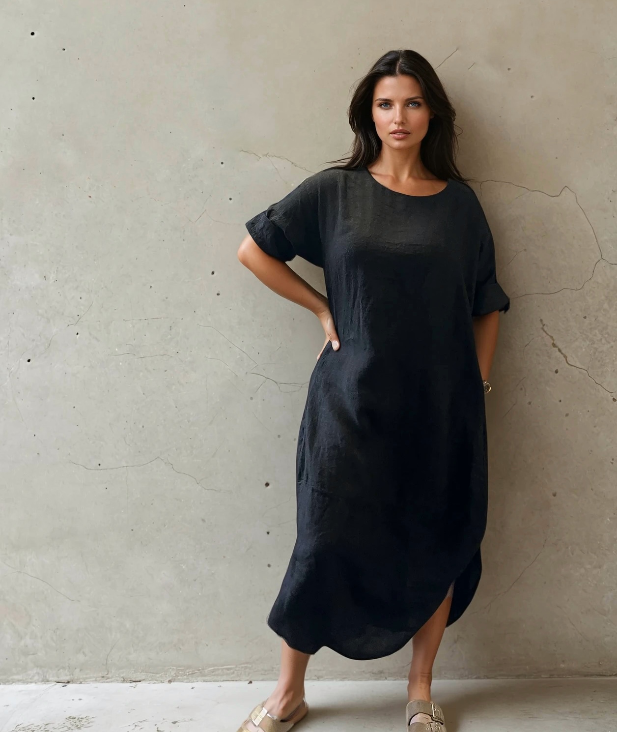 Andrea linendress - black