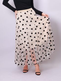 Lilly heart skirt skirt -  beige/svart