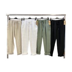 Siri Byxa bomull med linnekänsla – Black