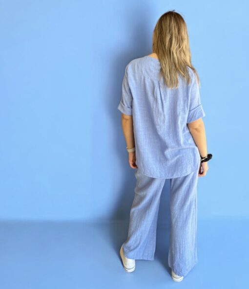 Bianca pants bomull med linnekänsla - blå - Bild 2