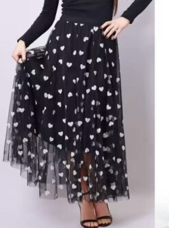 Lilly heart skirt skirt -  Svart/vit
