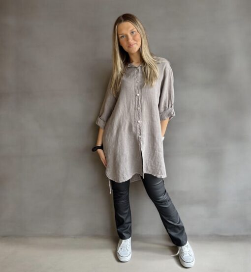 Long linenshirt – Taupe