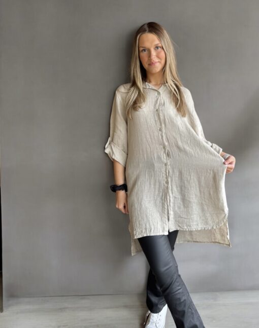 Long linenshirt – Beige