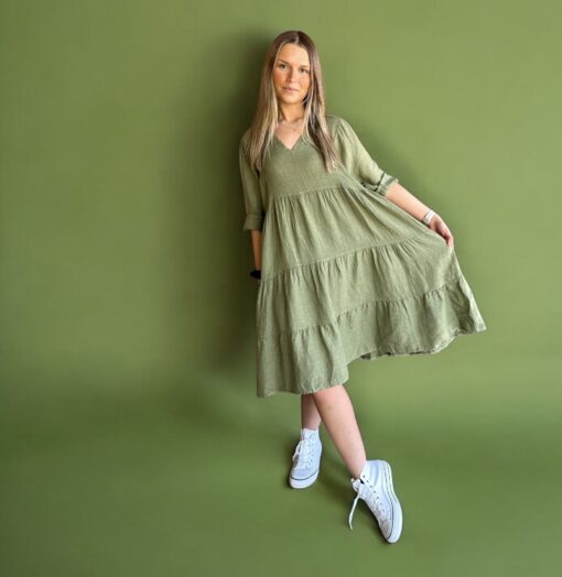Melanie linneklänning army - Bild 2