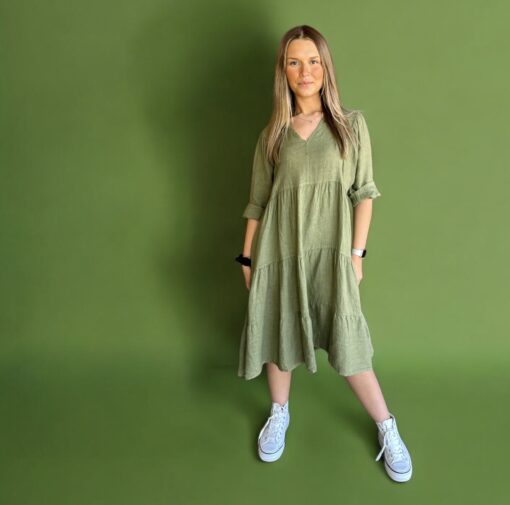 Melanie linneklänning army
