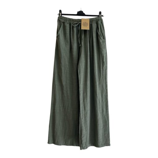 Bianca pants bomull med linnekänsla, army