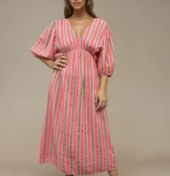 NYHET Summerdress Stripe green / pink