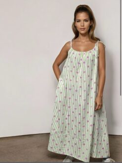 Strappy Dress - grön/rosa