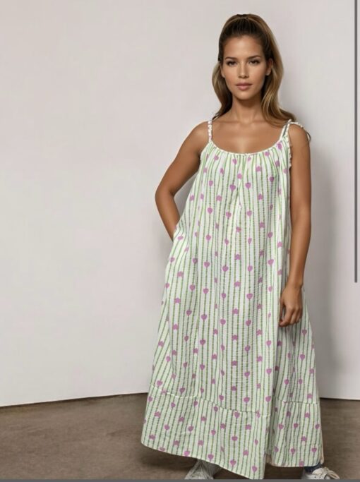 Strappy Dress - grön/rosa