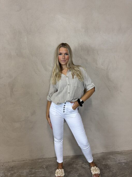 Långskjorta med linnekänsla - Beige - Bild 2