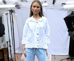 Flower jeans Jacka VIT