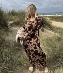 Dreamy fall flower dress Espresso