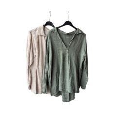 lagerrensning Oversize linneblus - Beige . passar 40-46