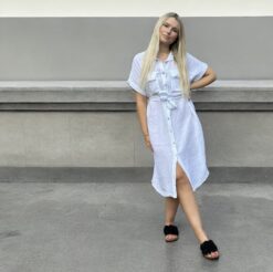100% linne beatrice dress vit