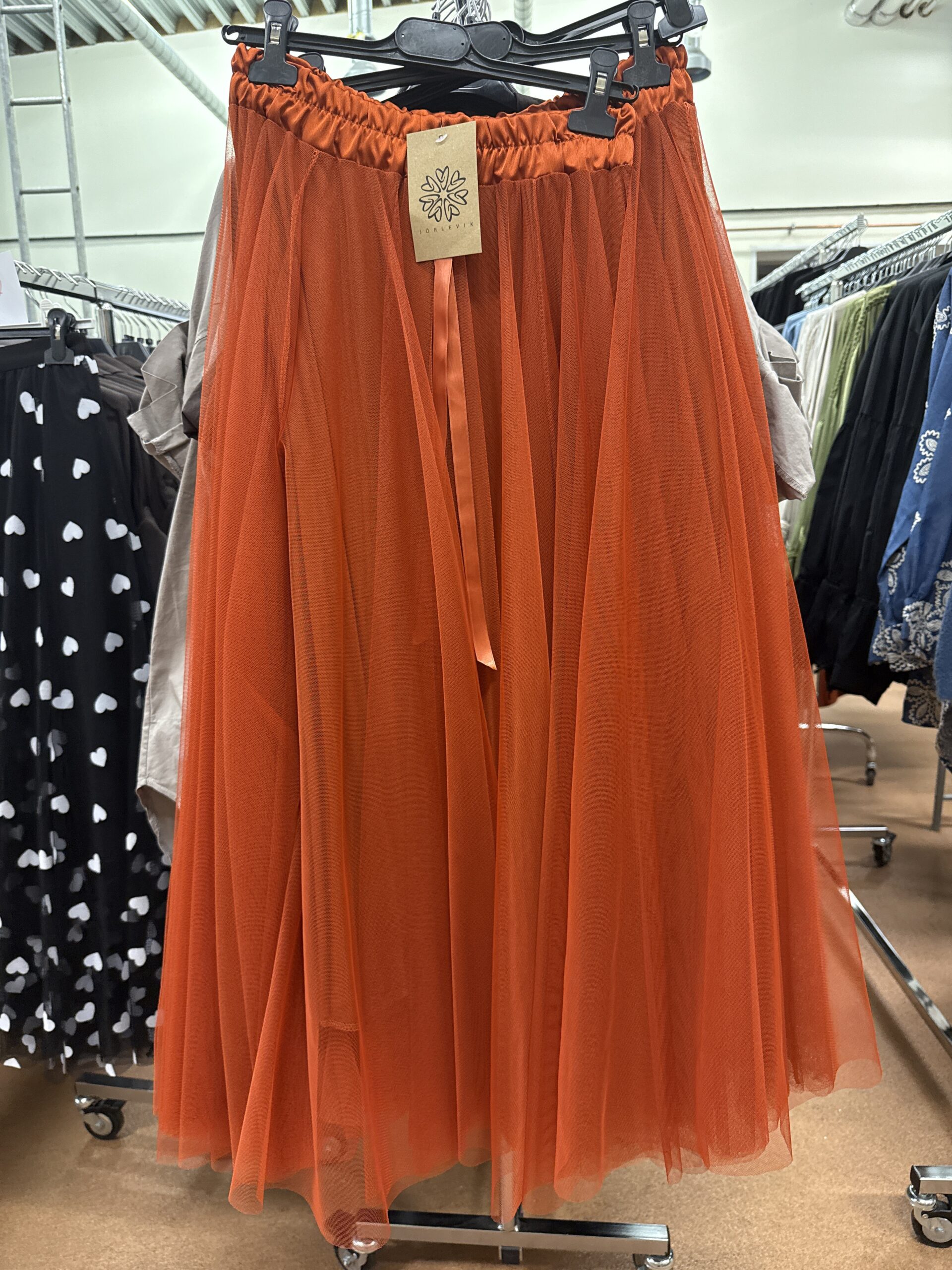 Rind tyll kjol burnt orange