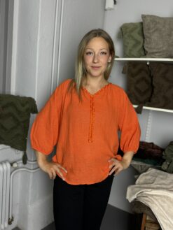 Wanja shirt 100% linne-ORANGE
