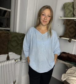 Wanja shirt 100% linne-BLÅ