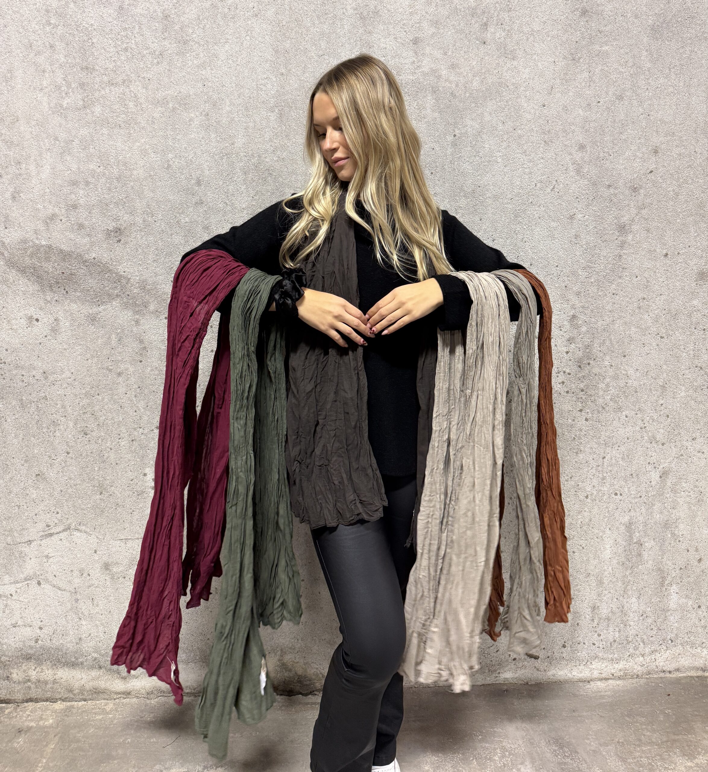 Strukturerad bomullssjal - Wine