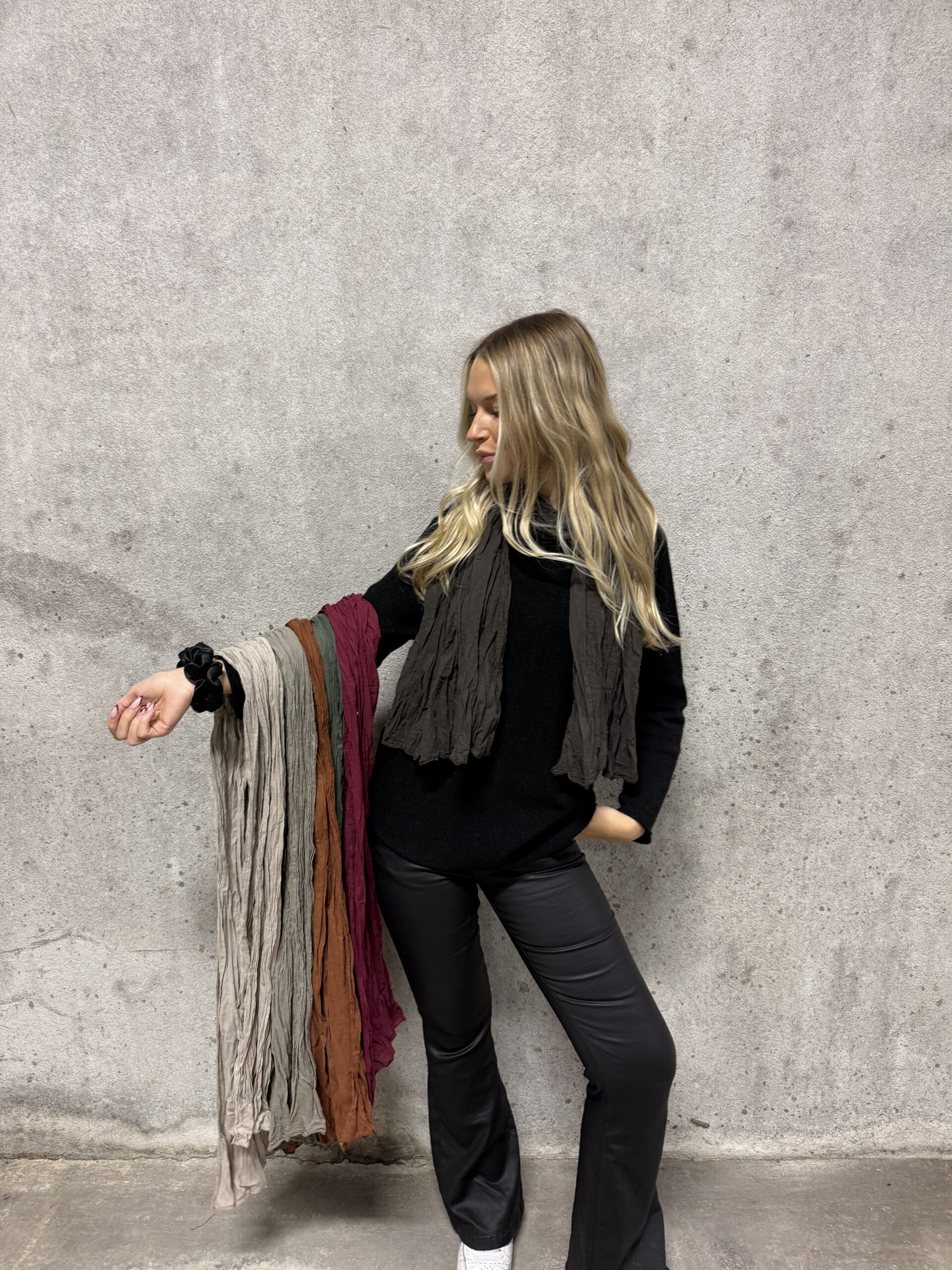 Strukturerad bomullssjal - Wine - Bild 4