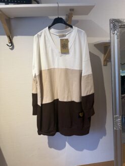 randig long collagetröja/klänning